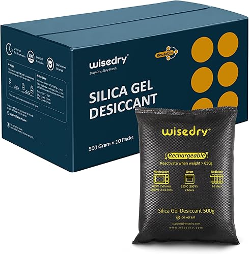 Miniatura 13 de wisedry 4 x 500 Gramos [1.98 lbs] Deshumidificador de Gel de Sílice Recargable para Coche, Paquetes Desecantes Reactivados Rápidamente en