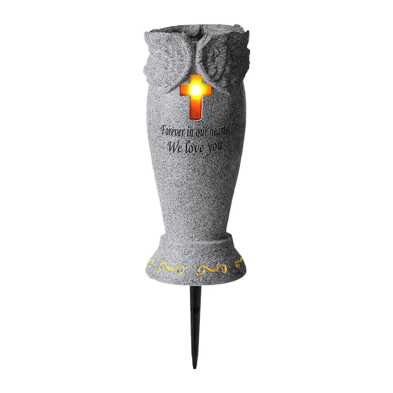 Grave Vase Cemetery Flower Marker Decoration Resin Funeral Flowers Holder Gravestone Decor Memorial For Loss Of Loved For mourning