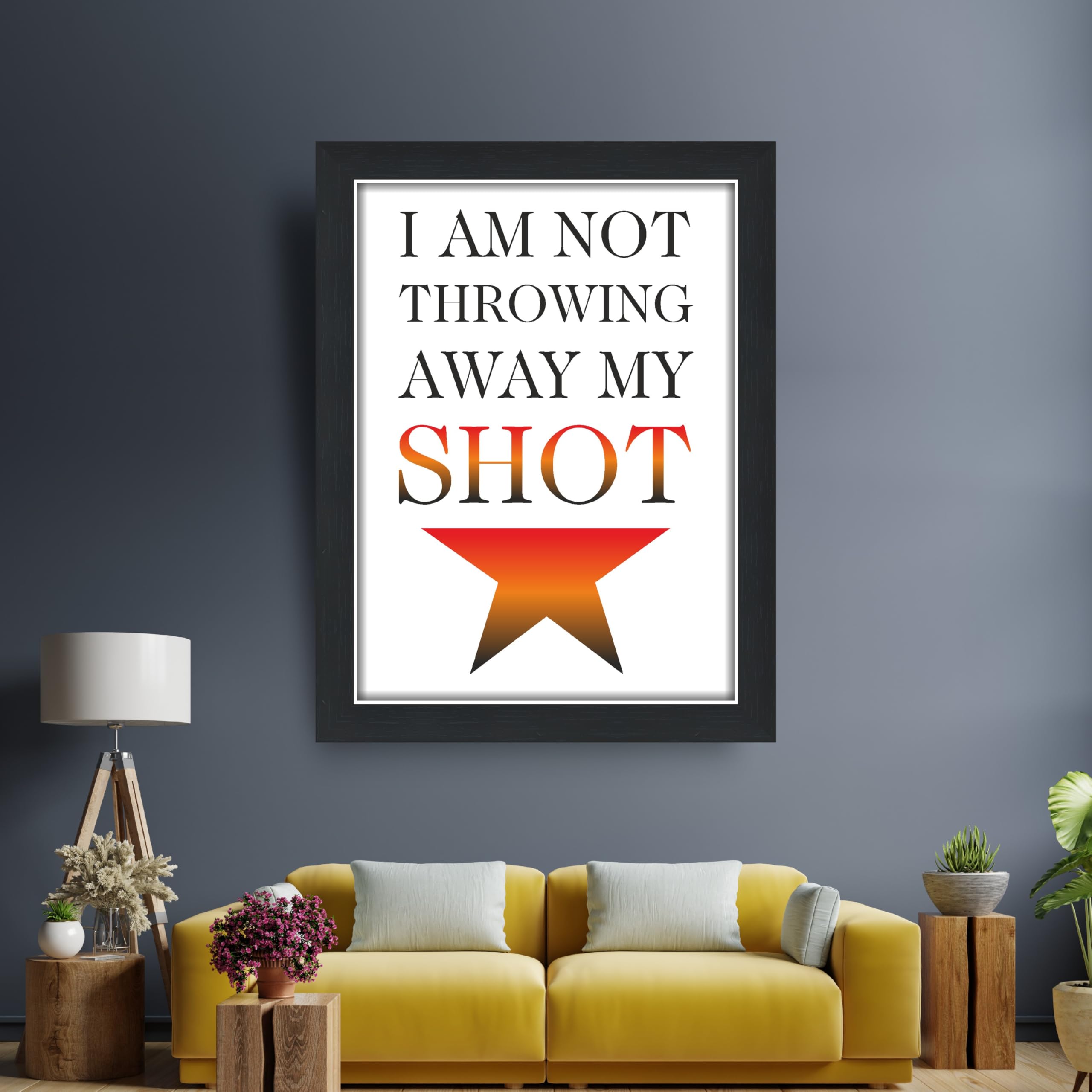 Hamilton Quotes 9.25 by 12.8 in Black Fiber Frame
