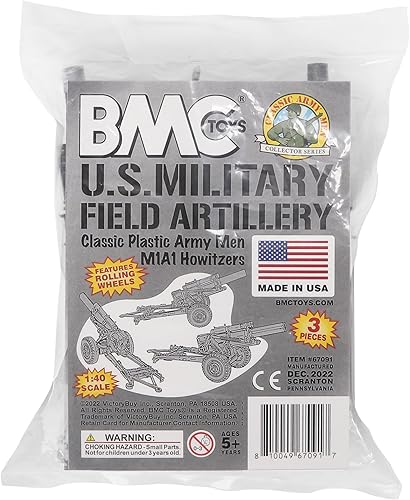 Miniatura 5 de BMC Classic Marx US Military HOWITZERS - 3 piezas de plástico para hombre, artillería de campo