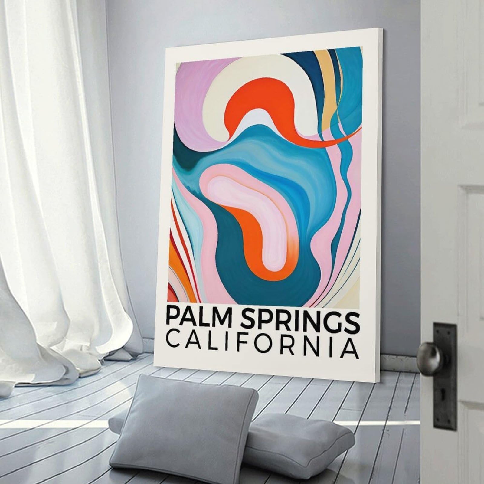 Junmoney Palm Springs California Canvas Wall Picture 20x30inch(50x75cm), for Study, Office Or Focused Interiors, Home Office Artwork with Decorative Appeal