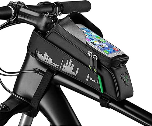 Himiway Bolsa de montaje para teléfono de bicicleta, impermeable, para marco frontal de bicicleta, bolsa de marco para bicicleta, bolsa de tubo