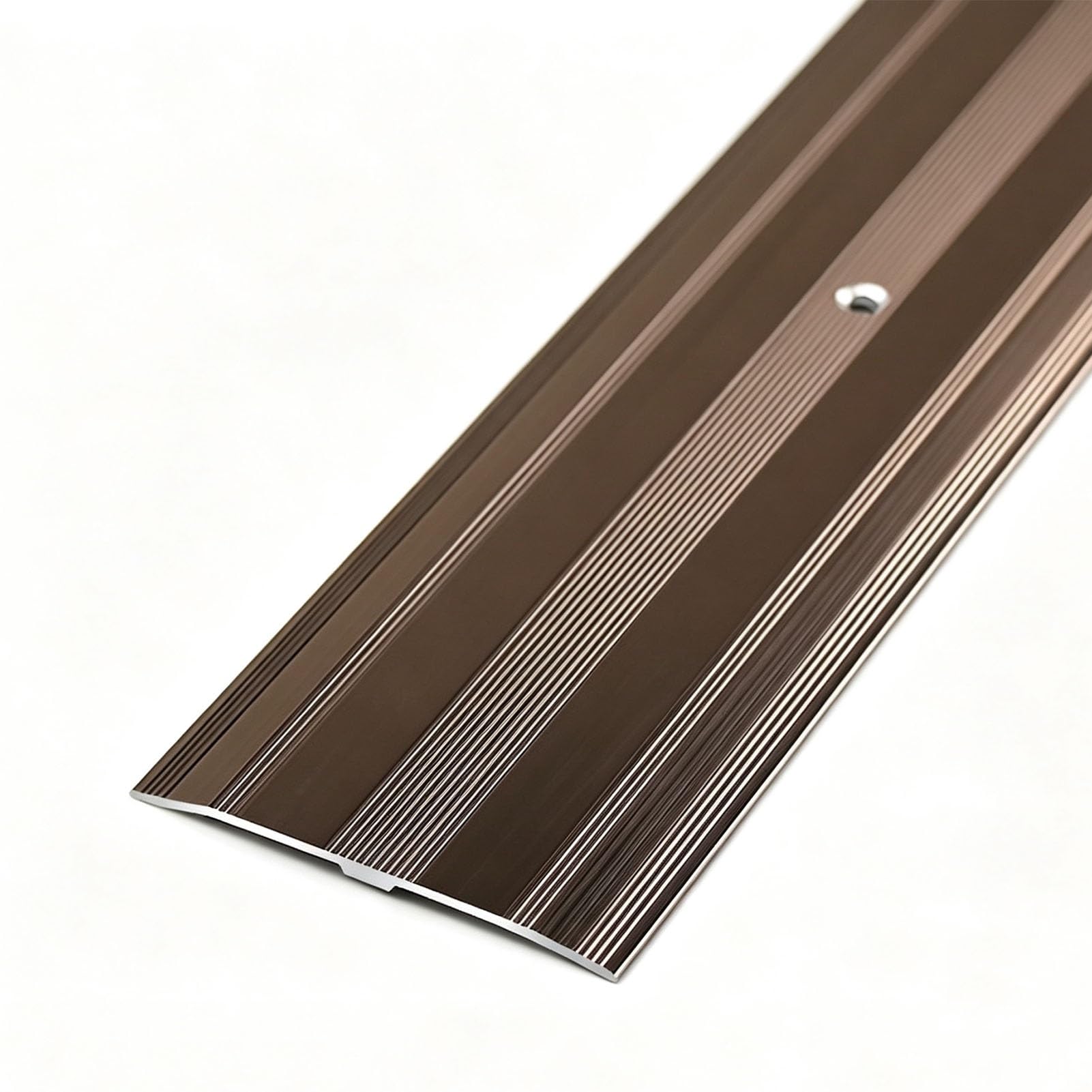 Profil Przejściowy Aluminiowa Listwa Ochronna do Podłóg, Metalowy Próg Drzwiowy Łączący Drewno z Płytkami, Antypoślizgowa Listwa Wykończeniowa, Trwała Listwa Rozdzielająca(Brown)