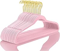 Vista 21 de MIZGI Perchas de Terciopelo Premium (Paquete de 50) Resistentes - Perchas de Terciopelo Antideslizantes - Percha de Traje de Terciopelo Rosa