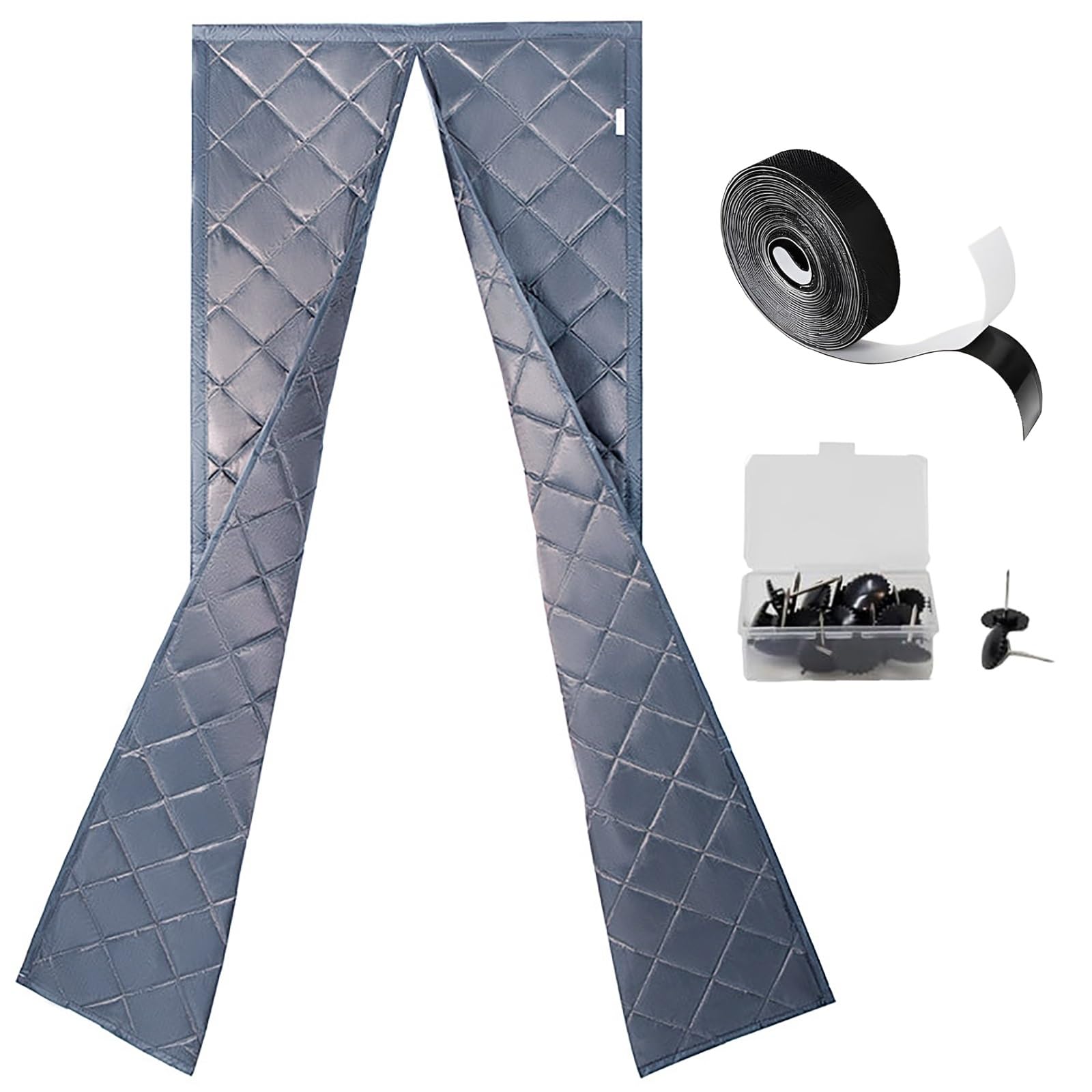 Rideau de porte isolant froid magnétique phonique rideau thermique intérieur gris