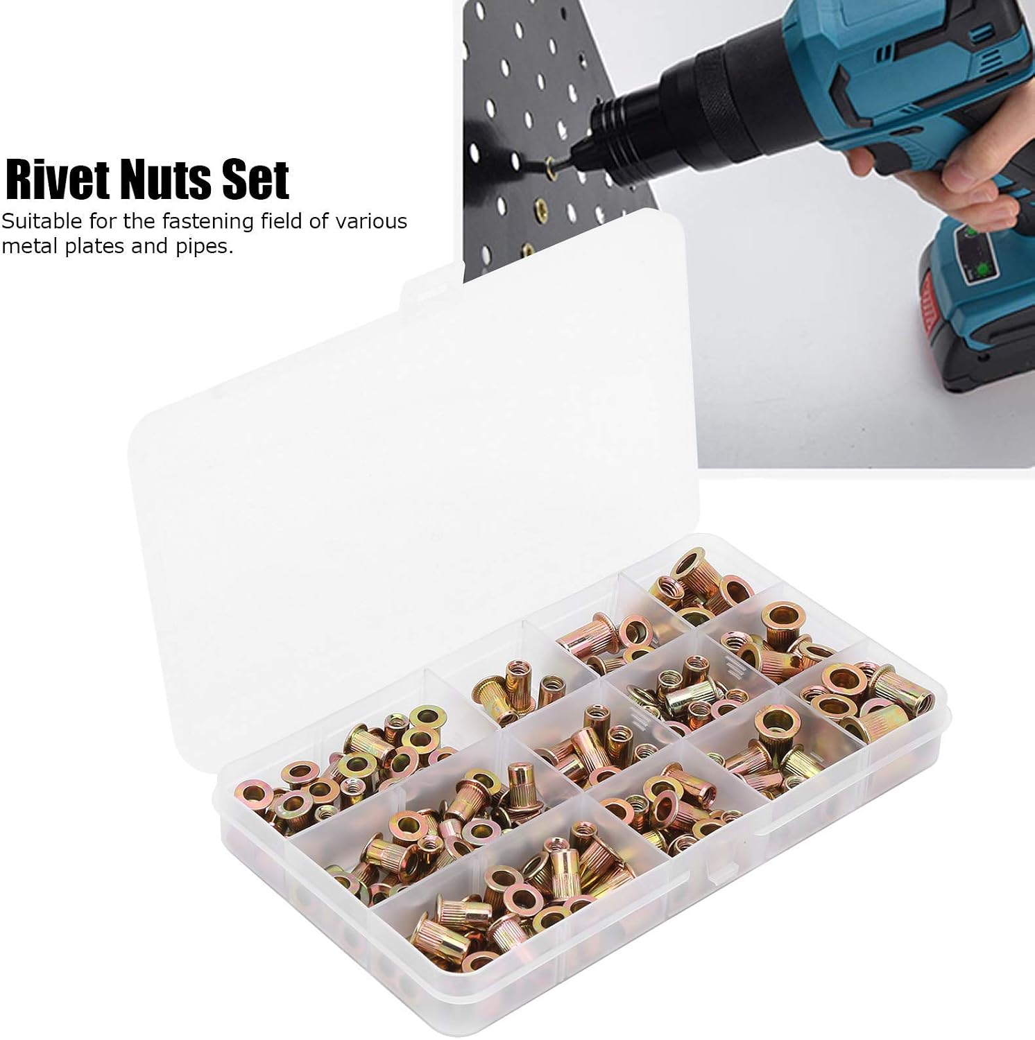 Fafeicy 150pcs Rivet Nuts, Galvanized Carbon Steel Rivet Nut Mixed Insert Nutserts 6‑32 8‑32 10‑24 10‑32 1/4‑20 British System for The Fastening Field of Various Metal Plates and Pipes