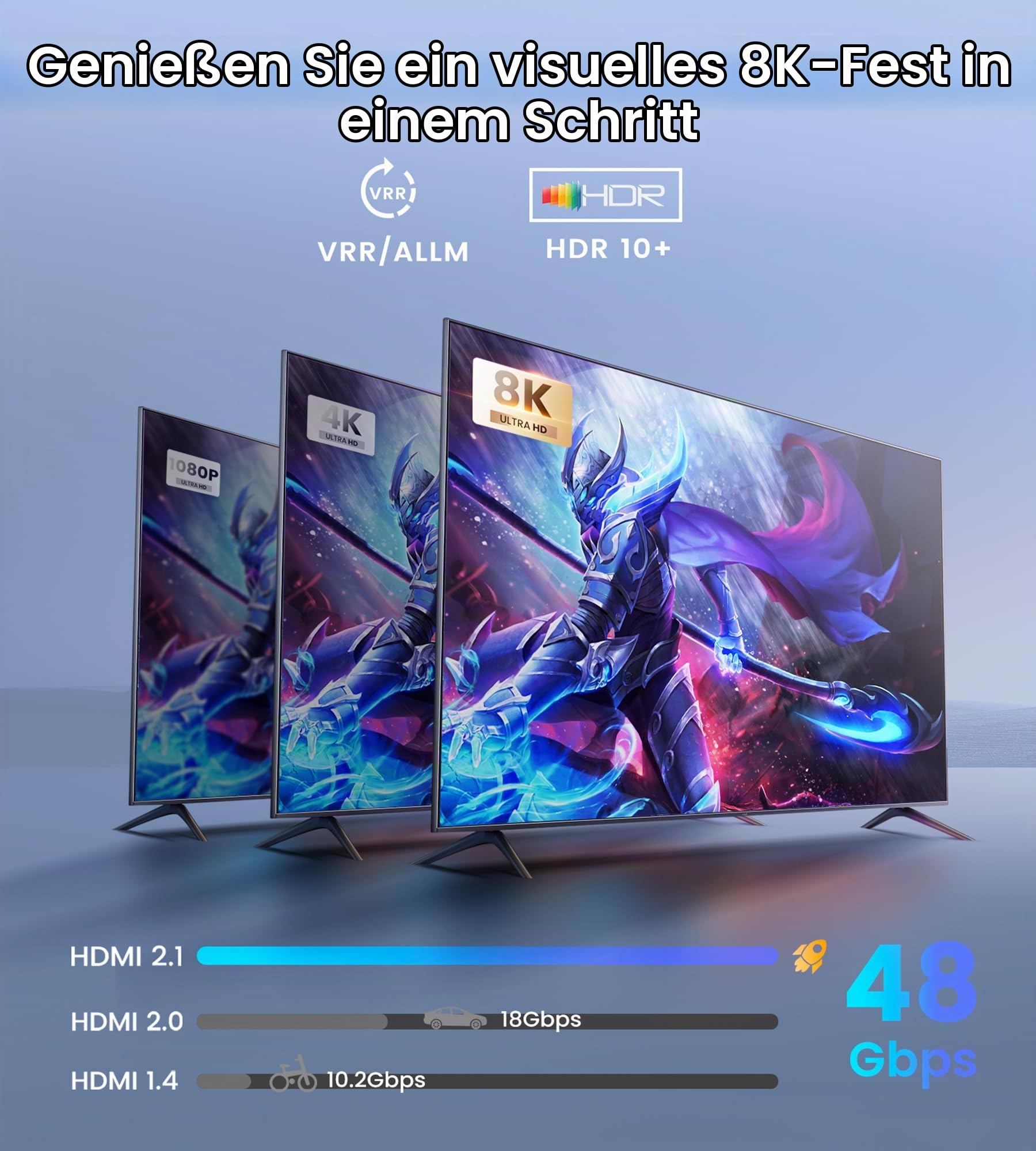 HDMI Audio Extractor 8K@60Hz Splitter 1 In 2 Out mit Audio Out, HDMI zu 2X hdmi + Toslink SPDIF + Koaxial + 3,5mm, unterstützt Dobly Atmos 7.1, DTS, HDCP 2.3, Down Scaler, ideal für TV, PS5, Soundbar