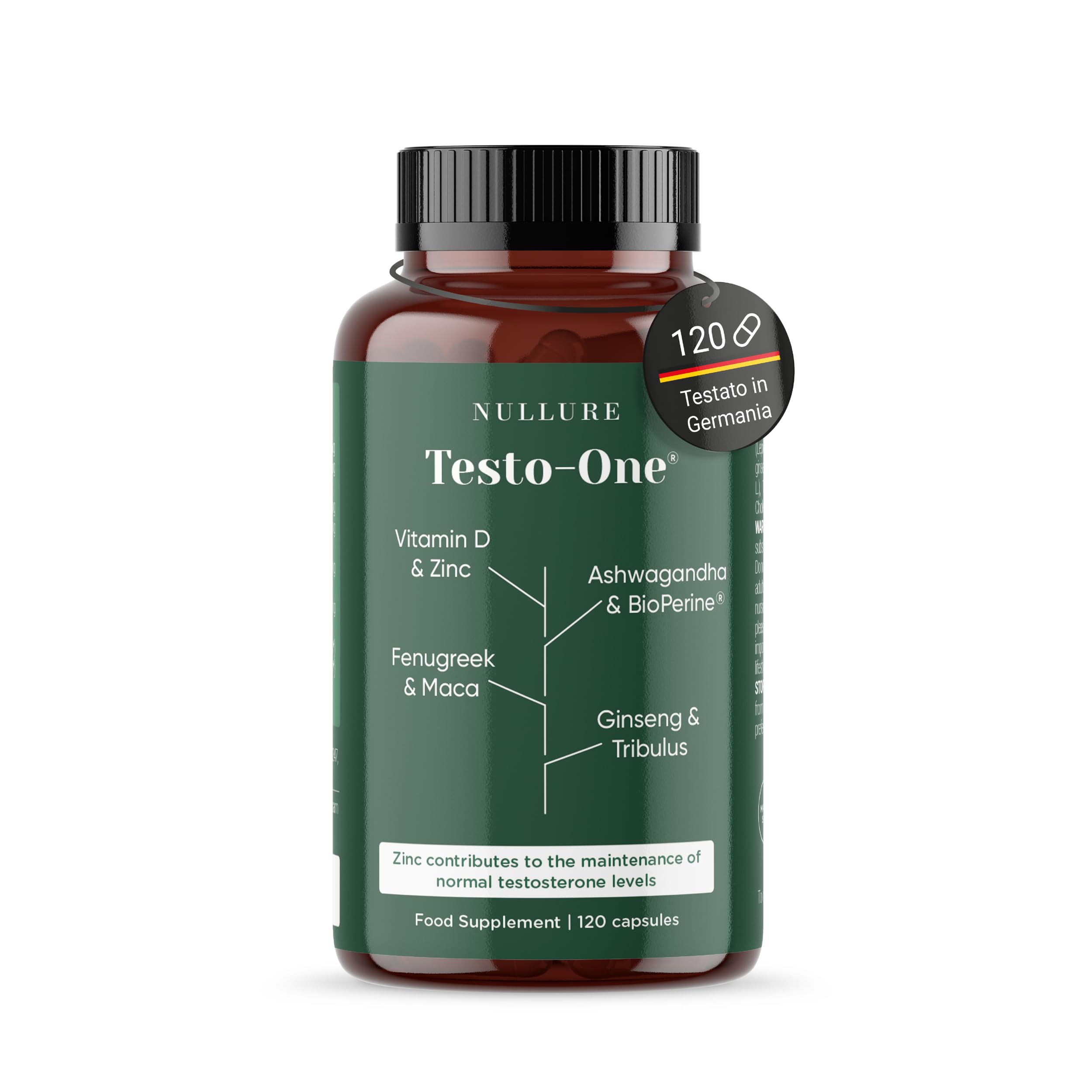 Testo-One® Testosterone Uomo | Nullure | 8 ingredienti | 120 cap. (2 mesi) | Tes