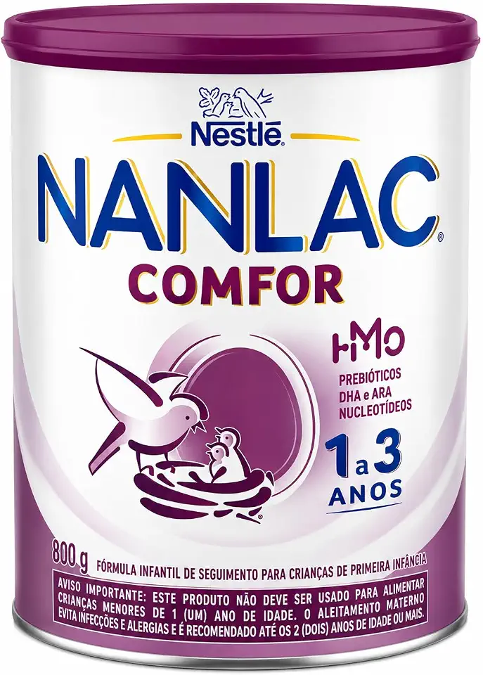 NANLAC Comfor Fórmula Infantil, para Crianças de 1 a 3 Anos, com HMO, Prebióticos, DHA, ARA e Nucleotídeos, 800g
