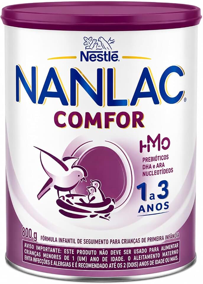 NANLAC Comfor Fórmula Infantil, para Crianças de 1 a 3 Anos, com HMO, Prebióticos, DHA, ARA e Nucleotídeos, 800g