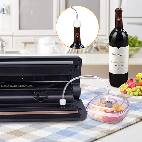 Miniatura 8 de Sellador al vacío, ahorrador automático de alimentos 4 en 1 con cortador, máquina de envasado al vacío Stee inoxidable para alimentos secos y