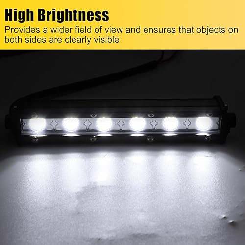 Miniatura 5 de uxcell Juego de 2 luces antiniebla todoterreno de 18 W y 7 pulgadas de una sola fila, barra de luz LED, luz antiniebla para camión, ATV, USV, SUV,