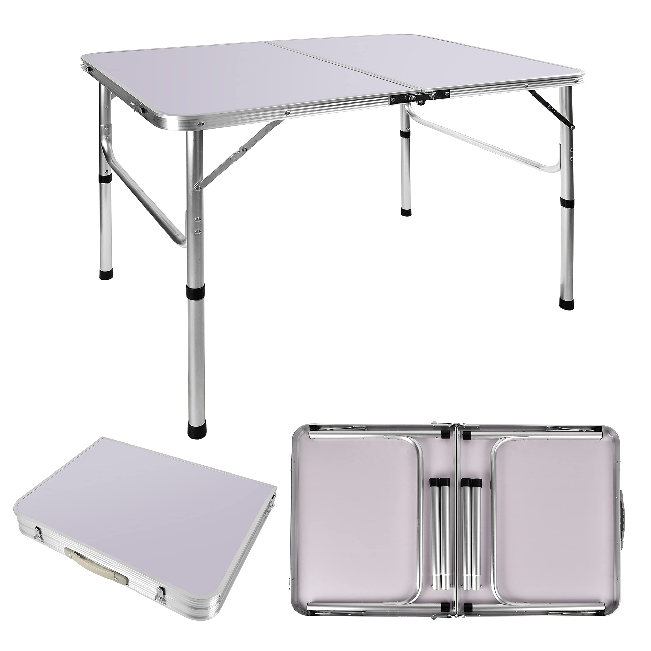 Viaka Lightweight Aluminium Folding Camping/Picnic/Festival Travel Table Folding Table with Adjustable Height - 67/37cm Dining Table Foldable - Aluminum Alloy Frame, Laptop Table Portable 90 * 60CM