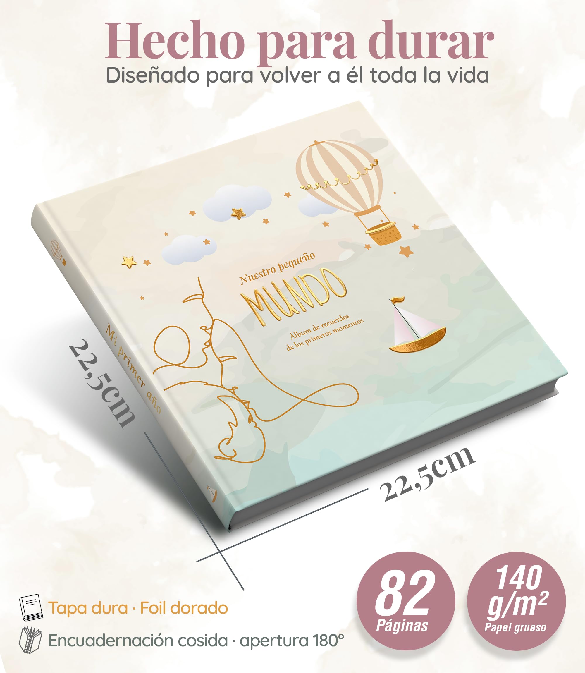 Album Bebe Mi Primer Año Niño o Niña Con Pegatinas Espacio Para Ecografia Libro De Recuerdos y Fotos Regalo Recien Nacido 0–12 Meses Con Sobres 82 Paginas Baby Shower Padres Primerizos Primeras Veces - 5