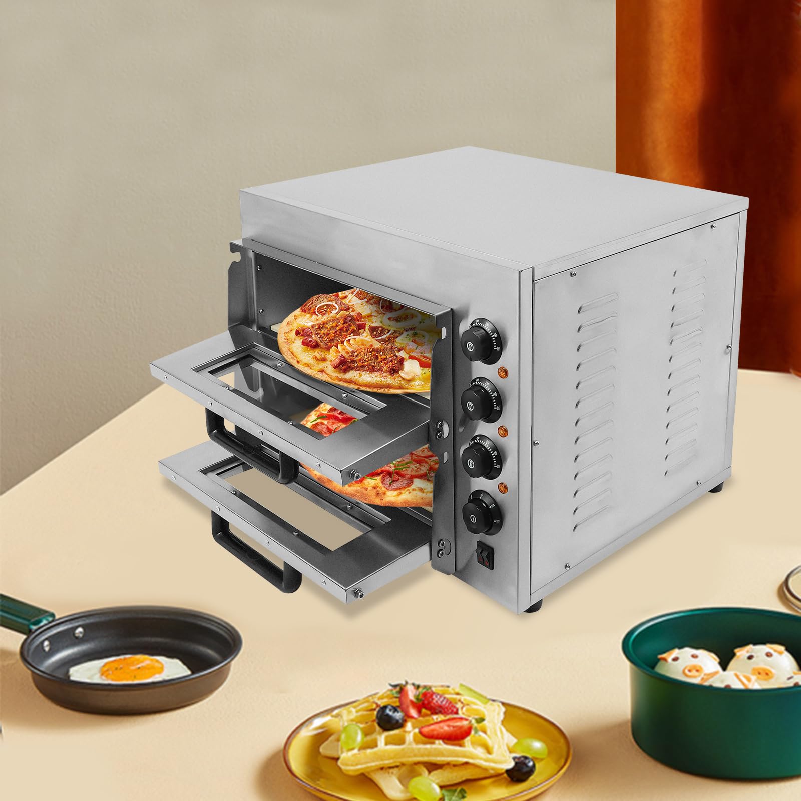 Forno per pizza elettrica a due stadi gastronomia cottura professionale portatile tavolo multifunzione torte Quiches mini elettrico party hotel cibo commerciale cottura pasticceria