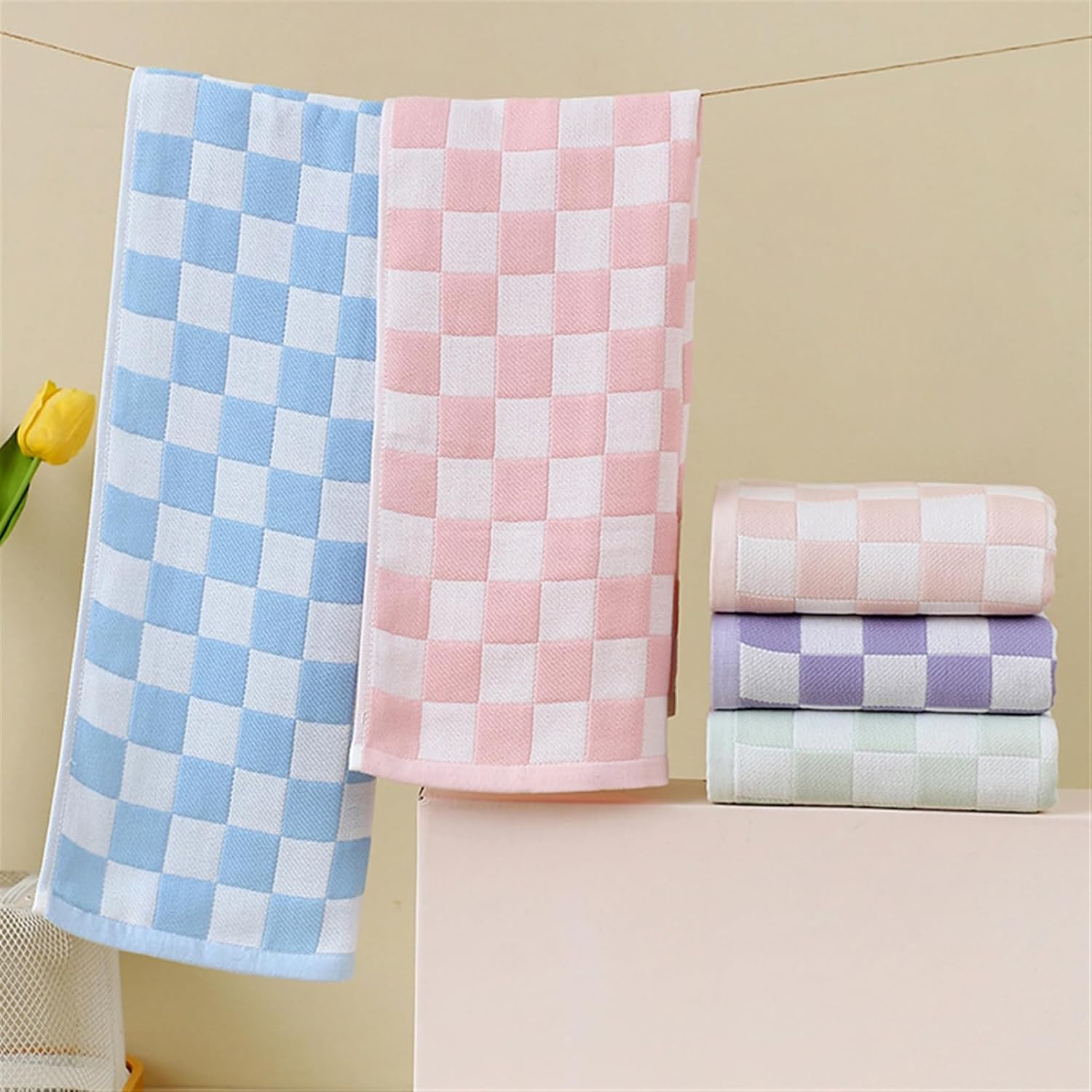SK Studio 6 Piece Bath Towels Set for Bathroom, 2 Bath Towels, 2 Hand Towels, and 2 Wash Cloths, Cotton Highly Absorbent Towels for Bathroom, Sports, and Hotel, Pink