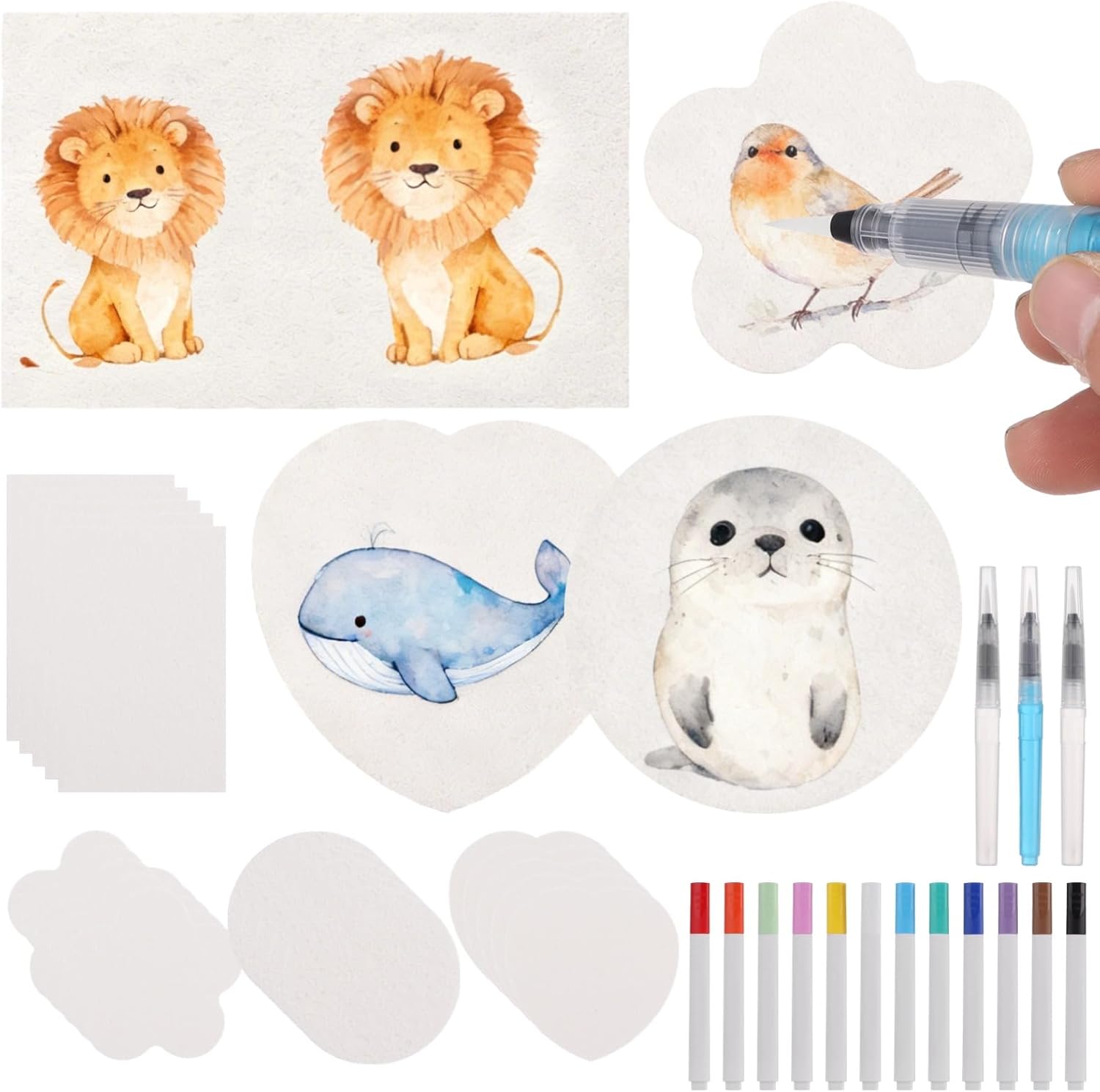 75 Pcs Magic Puffy Paint Set, Includes 60 Pcs Texture Papers and 12-Color Marker Pens, 3 Water Brush Pens, Paper for Crafts, DIY Painting Art, Travel & Parent-Youngster Activities