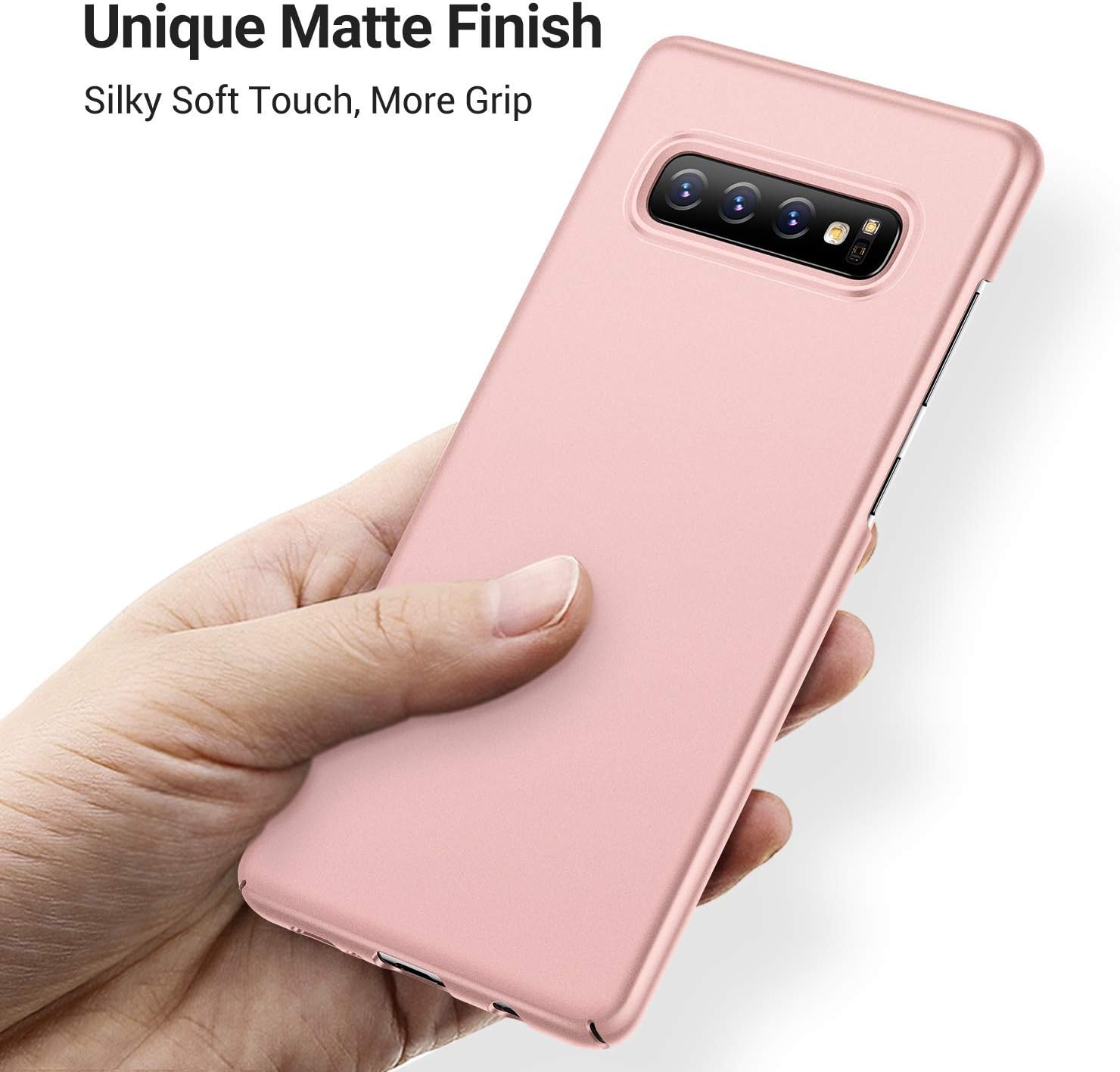 TORRAS Slim Fit Galaxy S10 Case, Ultra Thin Hard Plastic Full Protection Matte Finish Grip Phone Cover Case for Samsung Galaxy S10, Rose Gold