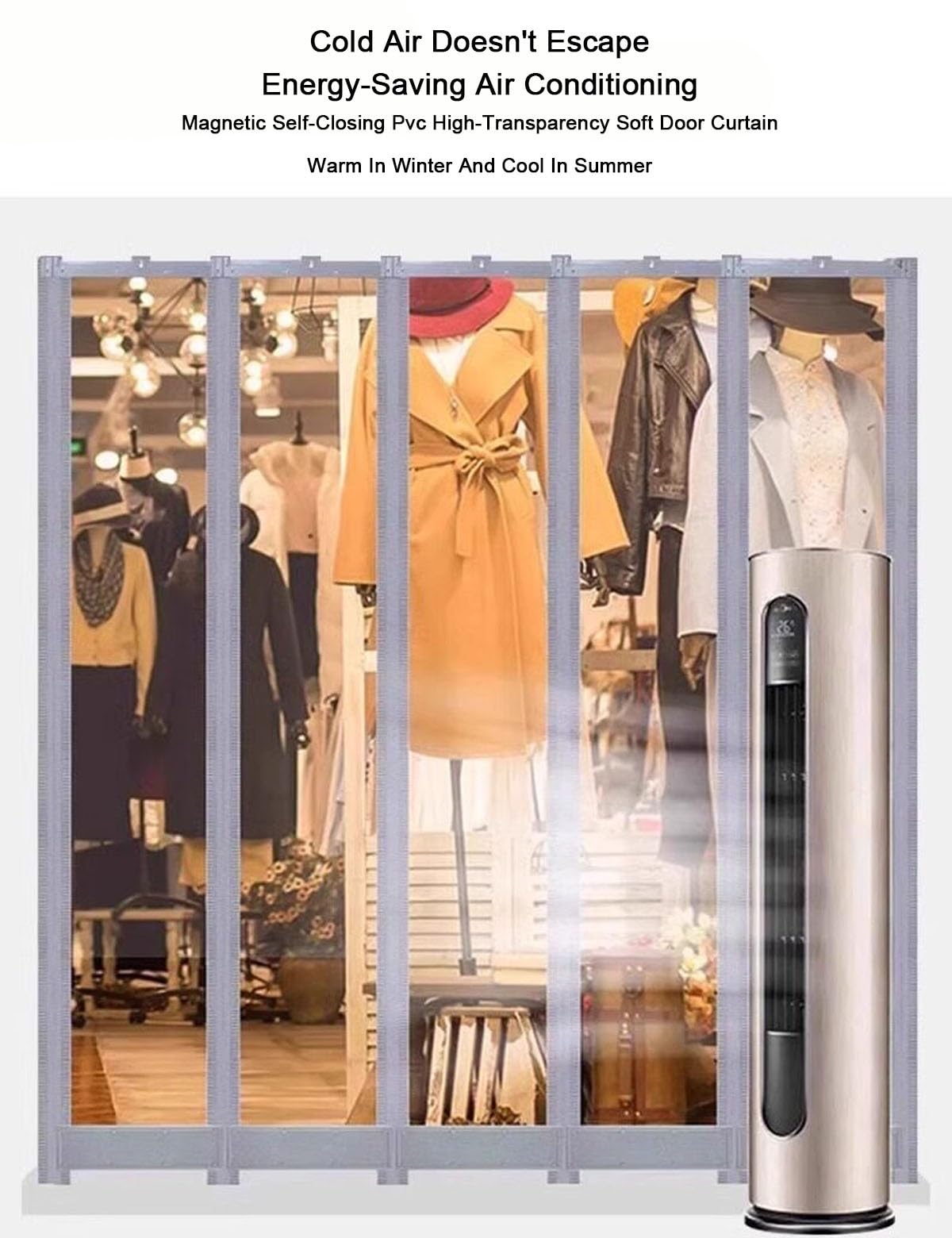 Rideau Laniere PVC, Rideaux à Lamelles Transparent Protéger Contre L'air Froid, Rideau Thermique Industriel Transparent Lanières Convient aux Entrepôts Usines et Supermarchés