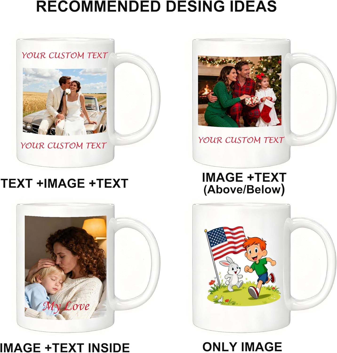 Personalized Bulk Coffee Mug-Set of 30, 11OZ Custom Picture/Logo/Text Ceramic Mugs, Customized Gift for Men & Women, Corporate Gifts Mugs of Multiple Colors, for Office, Hotel or Cafe, Black