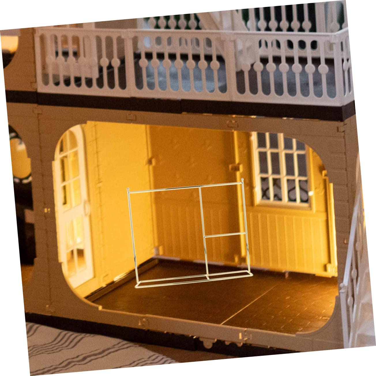 BESTonZON 2 Scaffali Esposizione Vestiti Bambole in Ferro per Decorazione Casa delle Bambole Oro e Argento