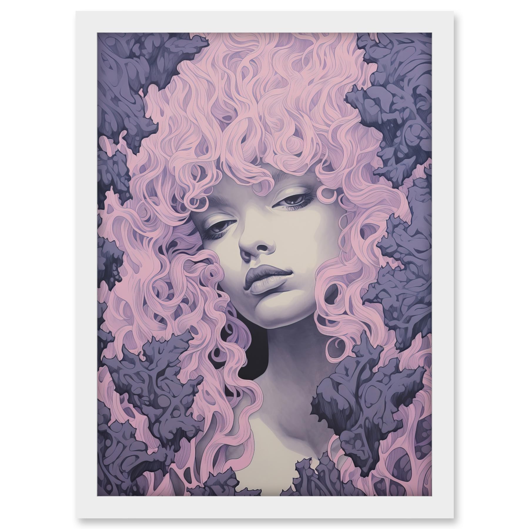 Artery8 Tree Nymph Lavender Purple Pink Woodland Forest Spirit Conceptual Artwork Framed A3 Wall Art Print