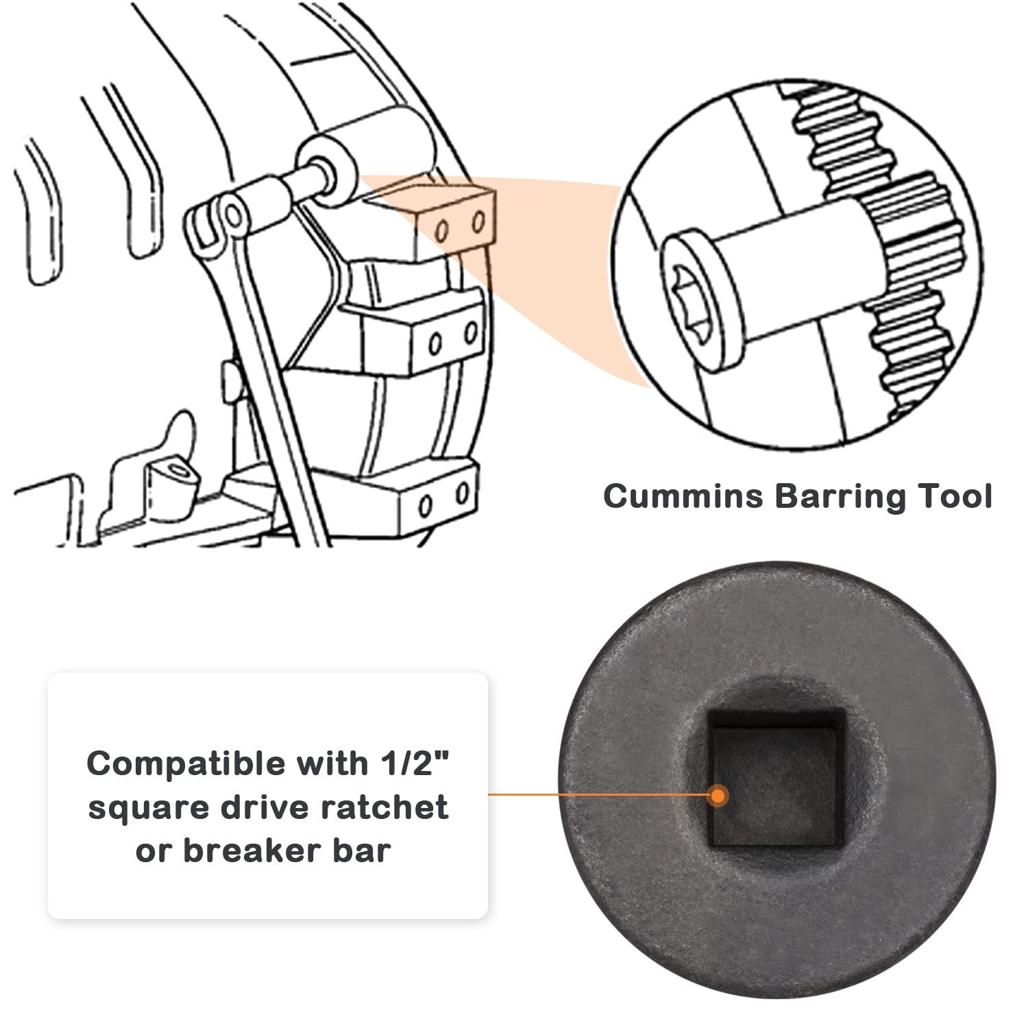 Snapklik.com : Engine Barring/Rotating Tool Fit For Cummins B/C Series ...