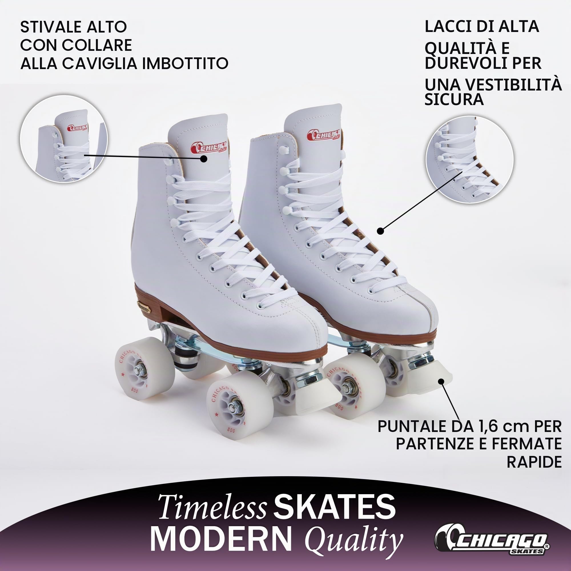 CHICAGO Skates Deluxe - Pattini da donna foderati in pelle