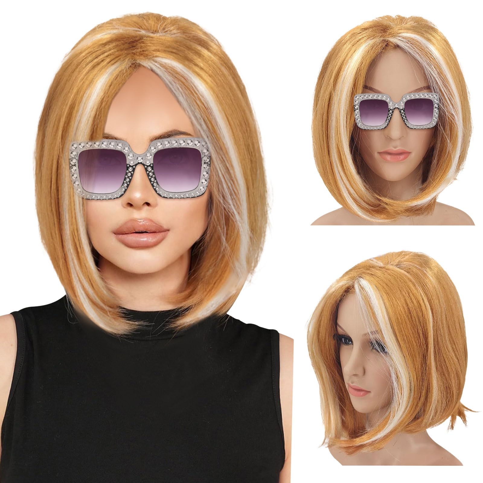 UILYNIU Ginger Wig and Sunglasses