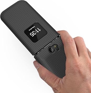 Nakedcellphone Grid Series for Nokia 2720 V Flip Phone Case - Black | For Verizon TA-1295 2720V Satisfying Texture Protective Hard Shell Cover Matte Finish