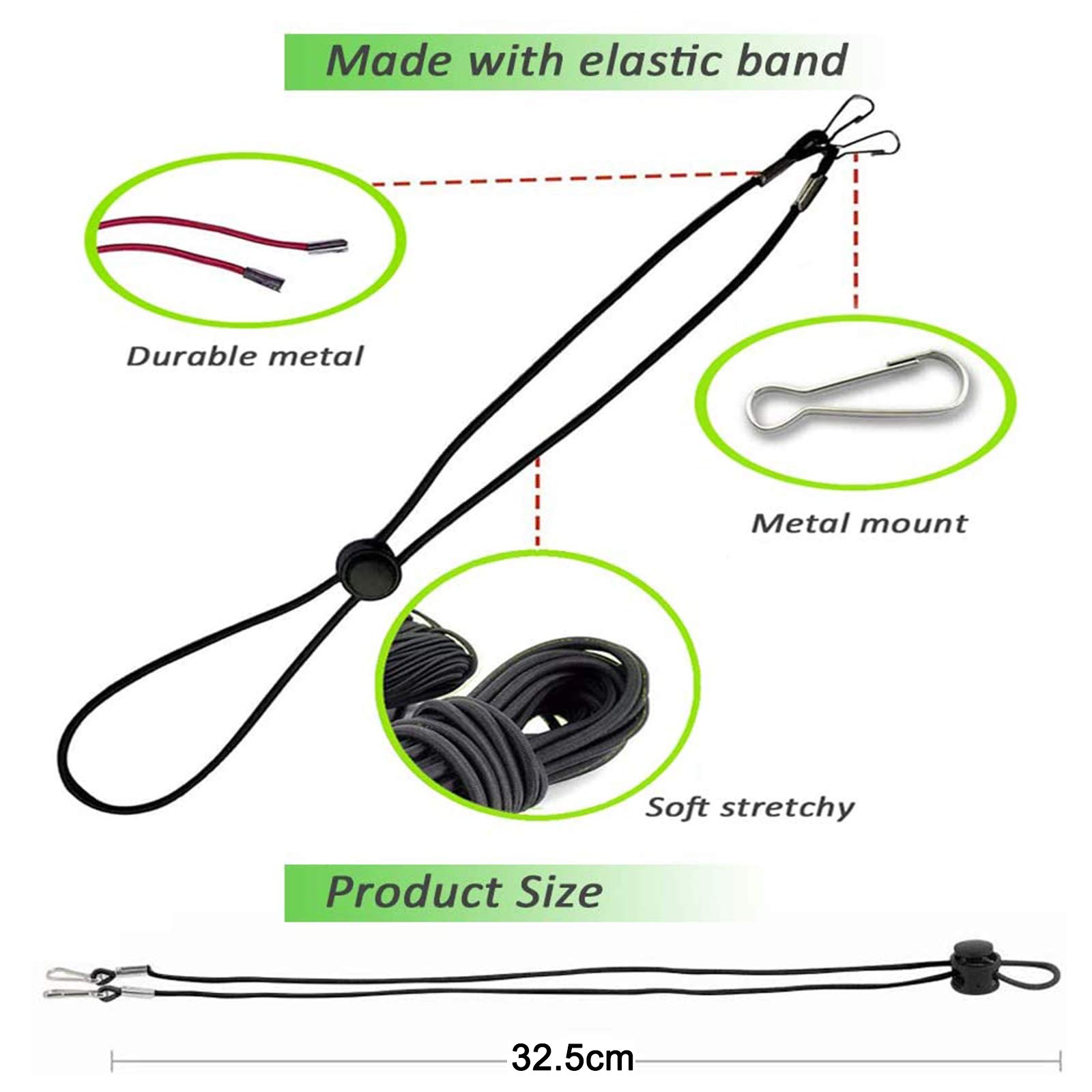 Corda Per Occhiali Regolabile - 18 Pezzi Bianco E Nero - Antiscivolo E Morbida - Foto 4