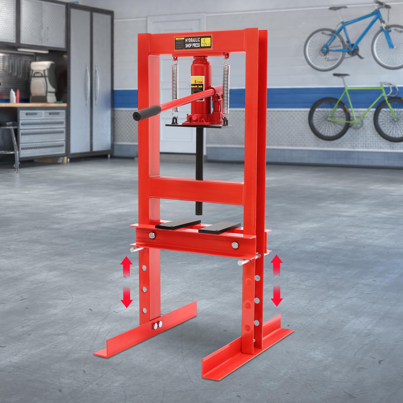 Pressa da officina idraulica da 6T, attrezzatura da officina, altezza di corsa 125 mm, pressa manuale per cuscinetti in acciaio al carbonio, pressa da officina per boccole auto, giunti sferici, giunti