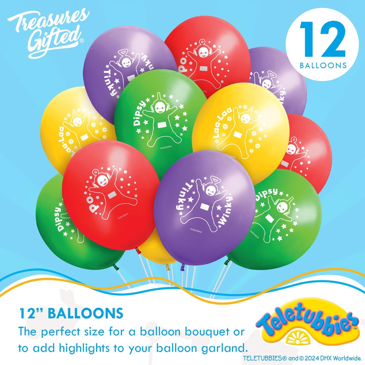 Treasures Gifted Officially Licensed Teletubbies Birthday Party Decorations - Serves 16 Guests - Ultimate Set Party Supplies - Dinnerware, Banners, Backdrop & Cake Toppers