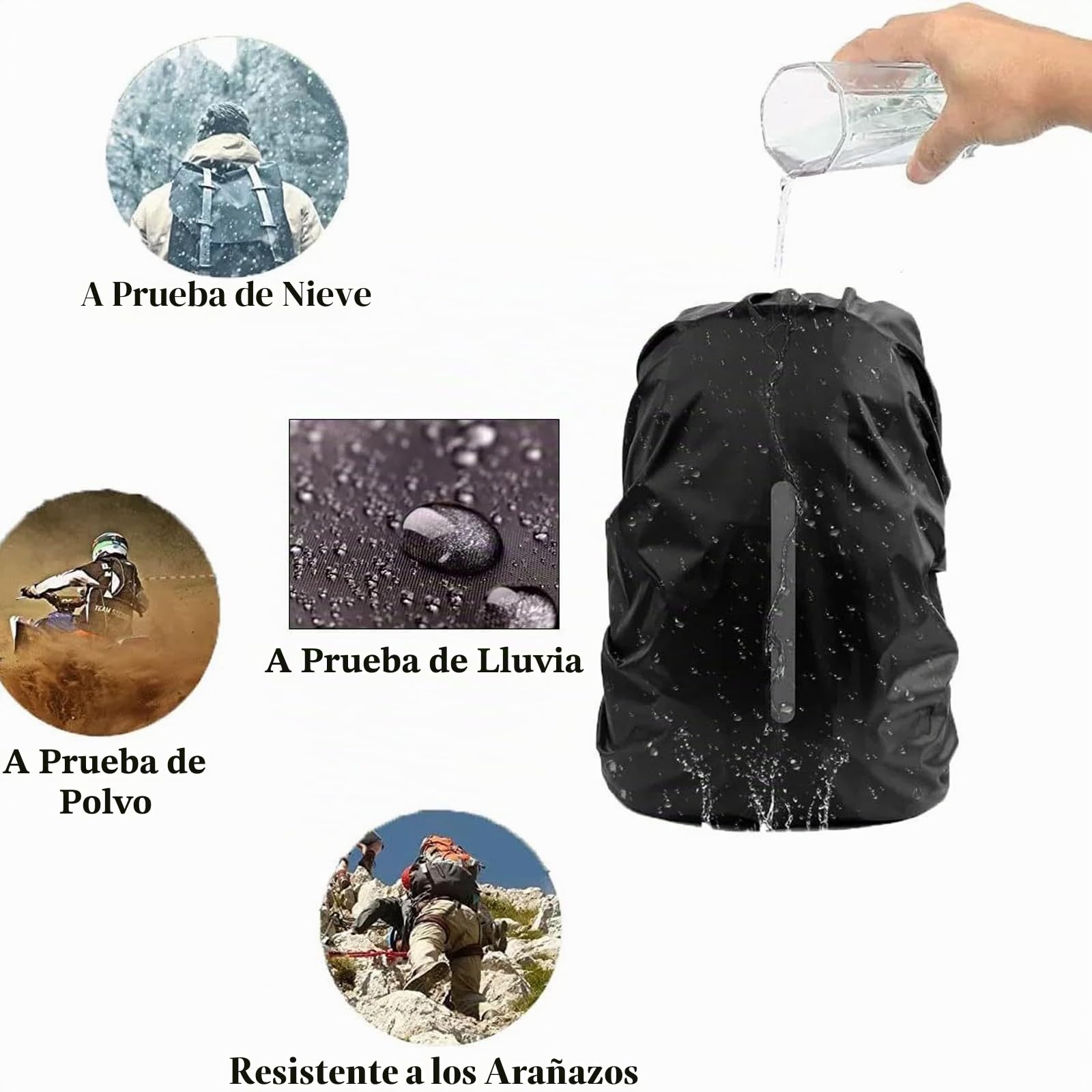 2 Piezas 30-40L Funda Impermeable para Mochila Cubre, Protector Mochila Lluvia, Reflectante, Antirrobo, para Senderismo, Ciclismo, Escalada Y 2 Bolsas Negras