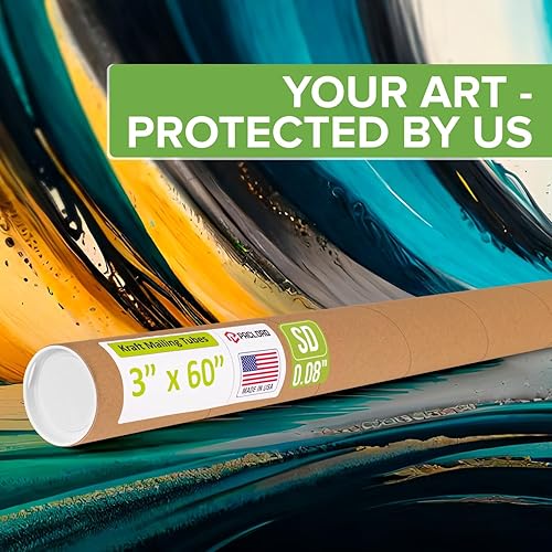 Miniatura 69 de Tubos de correo de papel kraft reforzado de 3 x 24 pulgadas, paquete de 4 tubos con 2 tapas cada uno, tubo de cartón fabricado en Estados Unidos