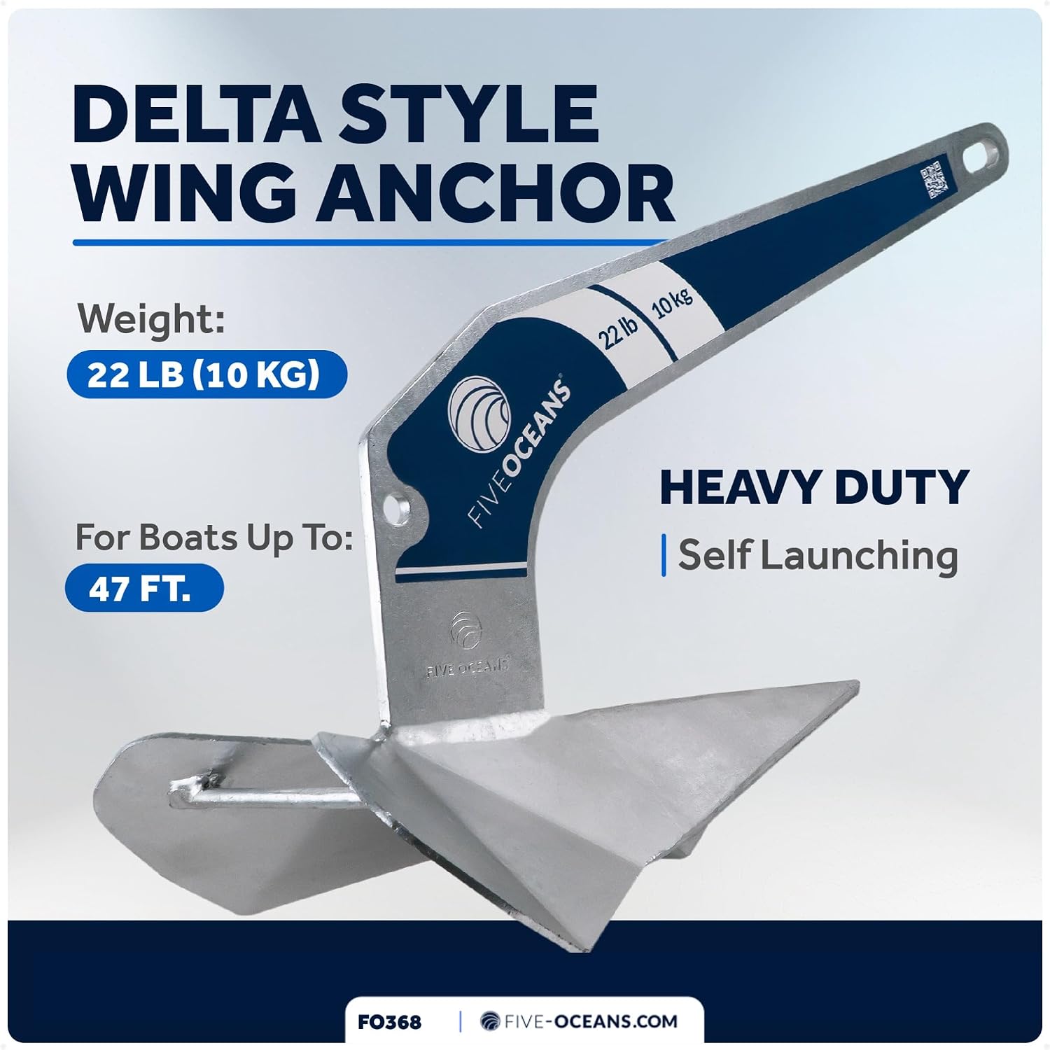 Five Oceans Delta Style Wing Boat Anchor – Premium Series, Ideal for Pontoon & Fishing Boats, Multiple Size & Material Option