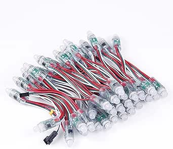 eoocvt 50 unids digital WS2811 LED Pixesl cadena de luces 0.472 in cambio a todo color Navidad decorativo boda fiesta fiesta RGB Pixel direccionable luces LED DC5v