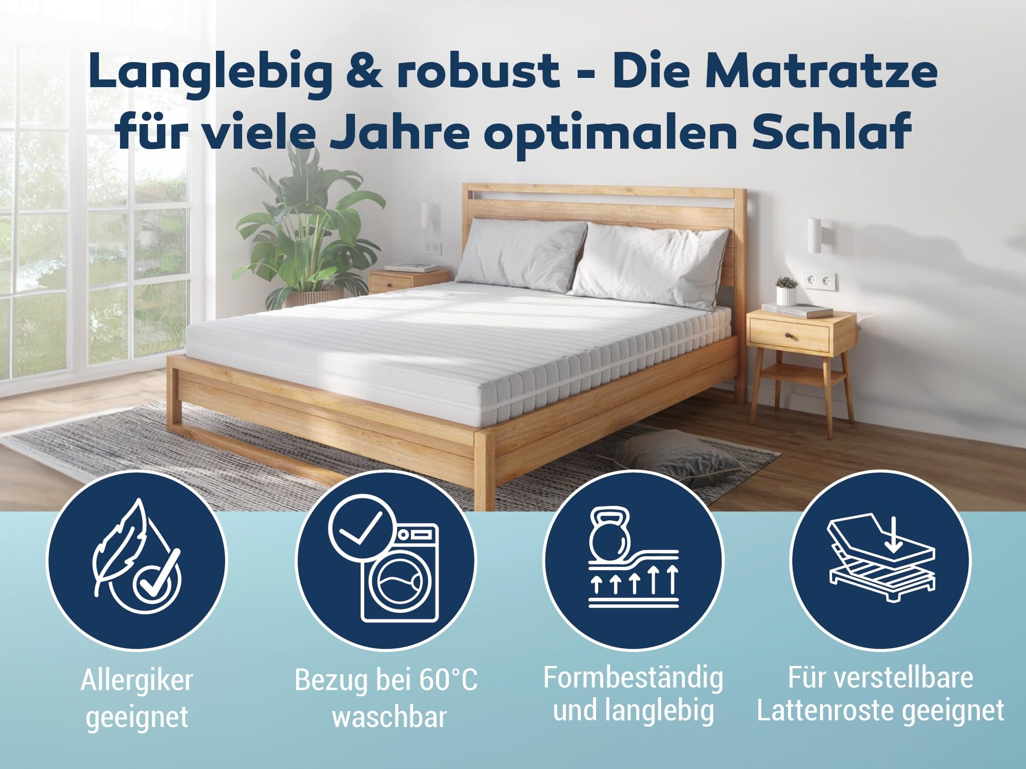 Betten-ABC - Matratze (KSP-500) - 140x200 cm (H3) - 7-Zonen Matratze aus Kaltschaum - Hypoallergen & Antibakteriell - Oeko-TEX® Zertifiziert - Bezug abnehmbar & waschbar - Lieferung per Paket