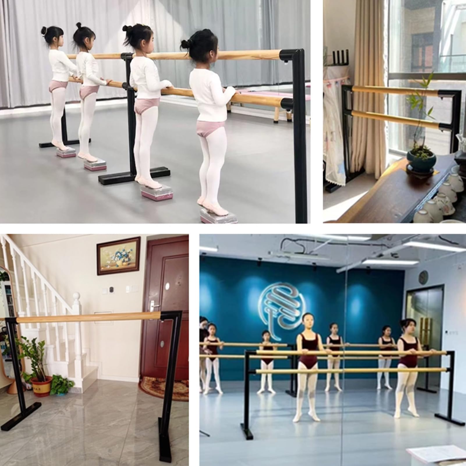 Barra de Ballet Independiente Antideslizantes Barra de Baile para Niños Adultos Barra de Ballet Doble para casa Barra de Estiramiento Desmontable