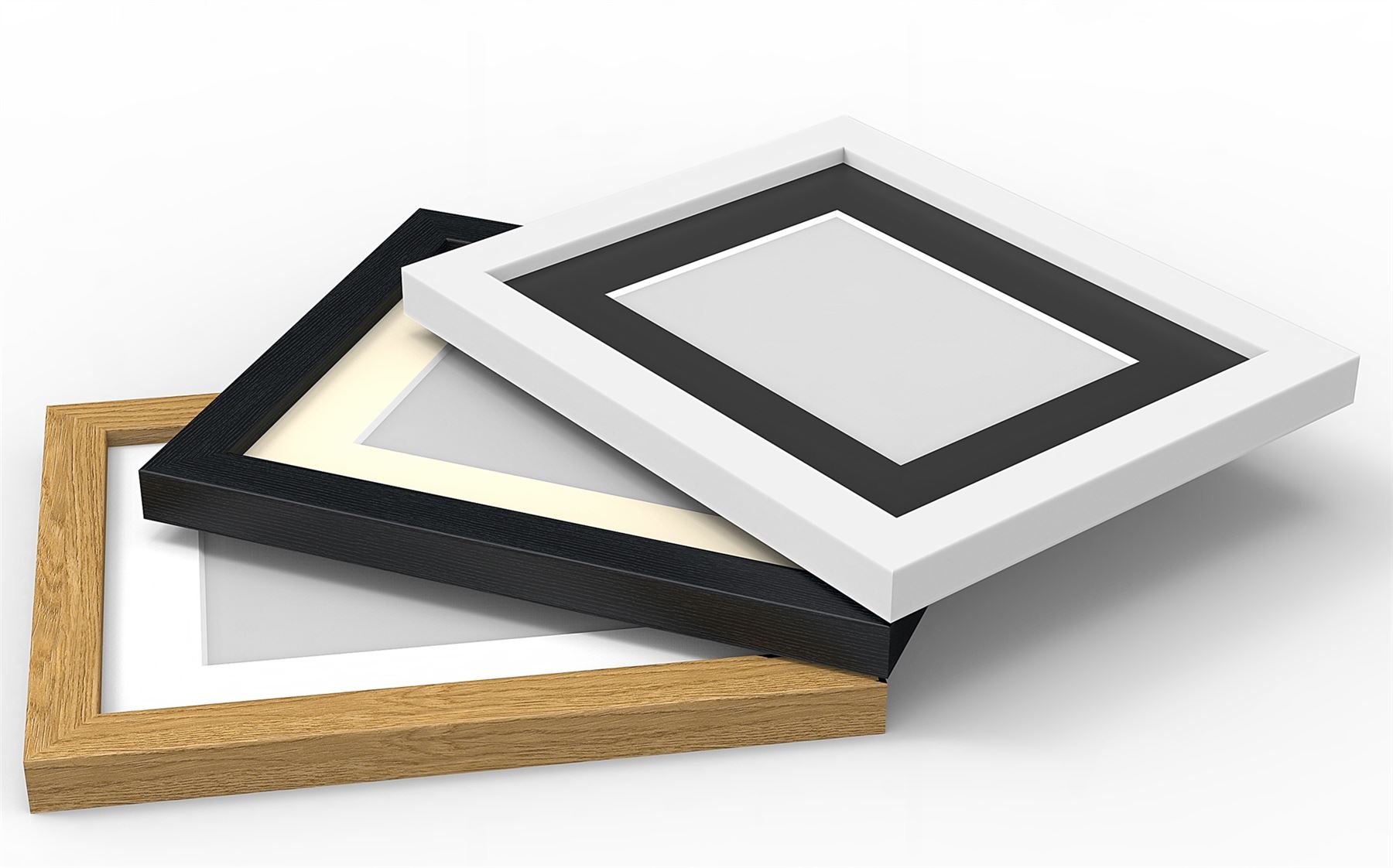 Framesplus Oak 18X10" Box Frame, 16X8" Window, White Mount - Box Profile, 30Mm, Wall Hang