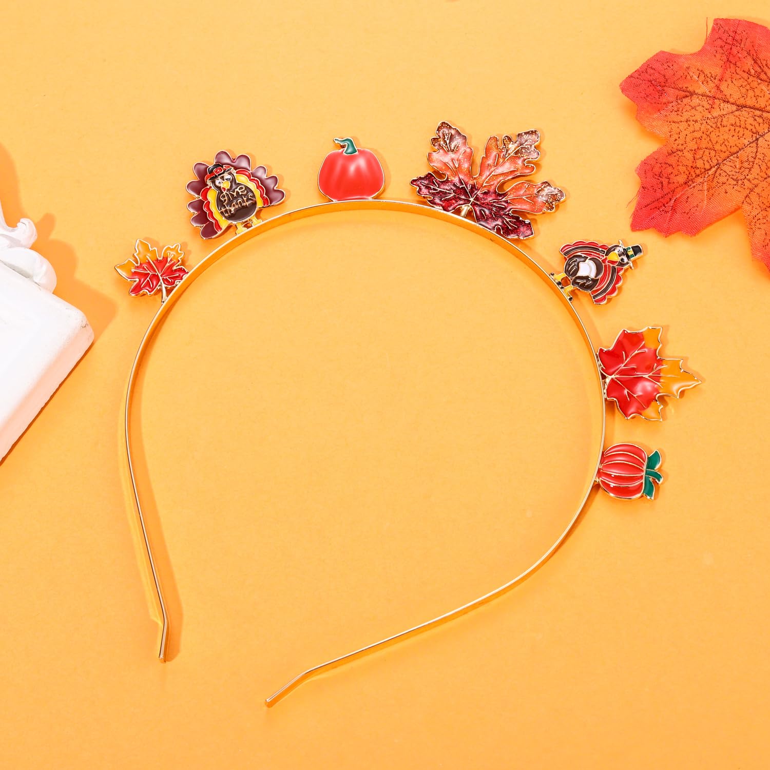 Thanksgiving Headbands Women Fall Maple Leaf Turkey Crystal Hair Accessory Twine and Love | Thanksgiving Jeweled Knot Headband |Custom  main image 4