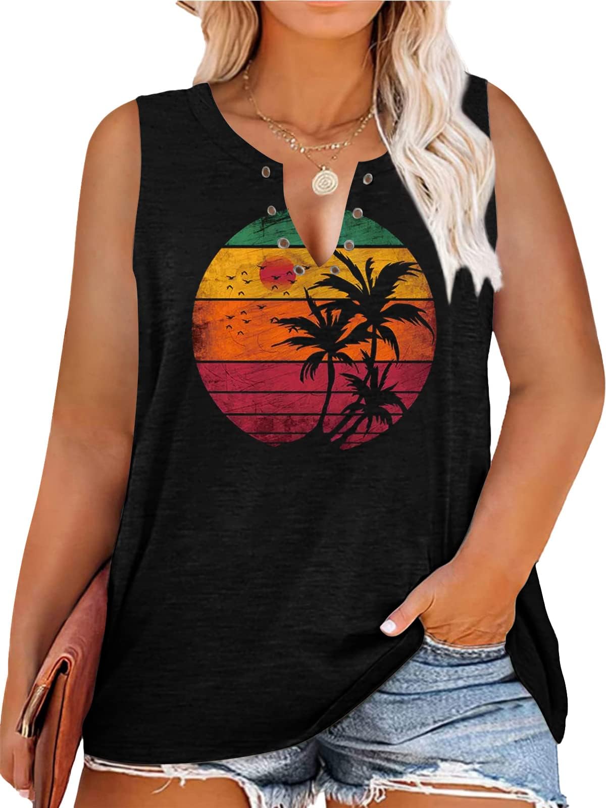 Plus Size Smooth As Tennessee Whiskey Shirt Women Ring Hole Sleeveless Sexy V-Neck Country Music Tank Top Tshirt
