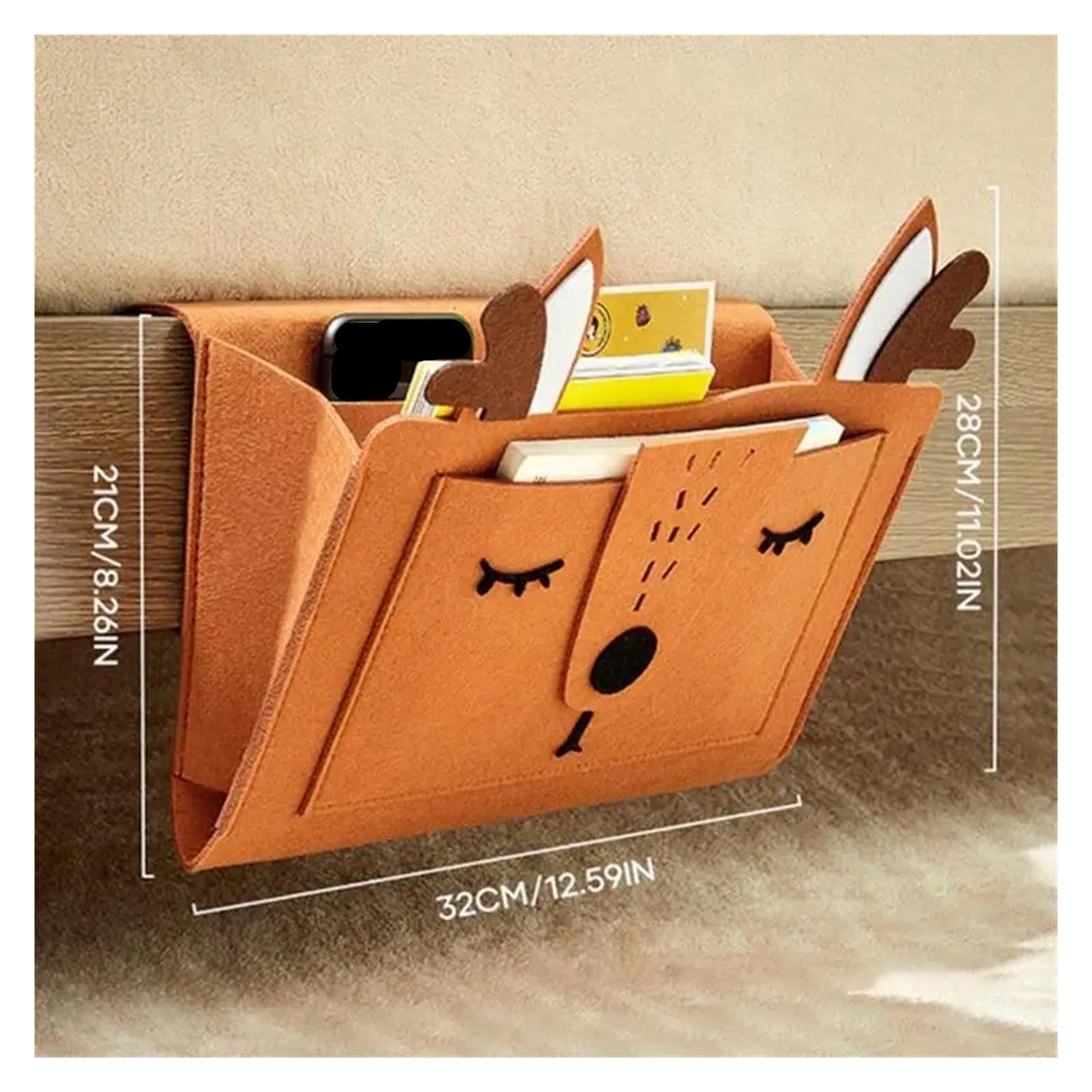 Betttasche Nachttisch-Organizer aus Filz mit Tiermotiv, rutschfeste Nachttischtasche, Seitentasche for Bett, Sofa, for Aufhängen, Couch-Aufbewahrung, Betthalter, Taschen for das Bett Für Betten, Sofas