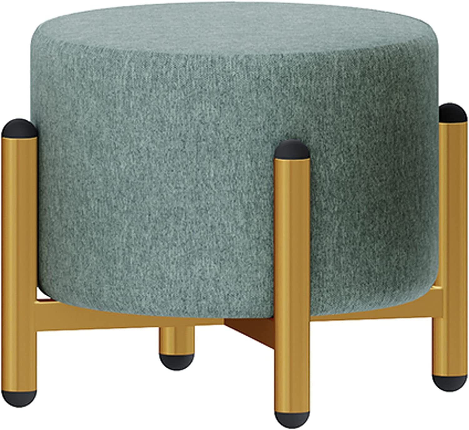 Repose-pieds ottoman rond empilable avec 3 hauteurs ajustables en lin