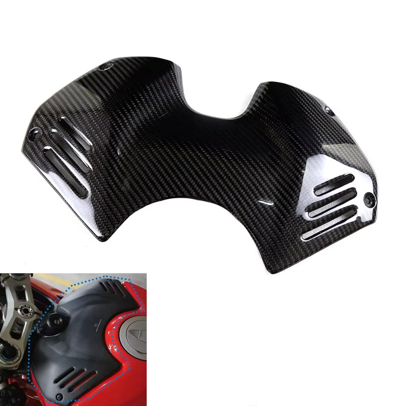 SeppDMV Motorcycle Tank Cover Full Twill Weave Carbon Fiber Tank Airbox Cover Cowl Fairing for Ducati Panigale V4 V4S V4R 2018 2019 2020 2021 (DP Version)