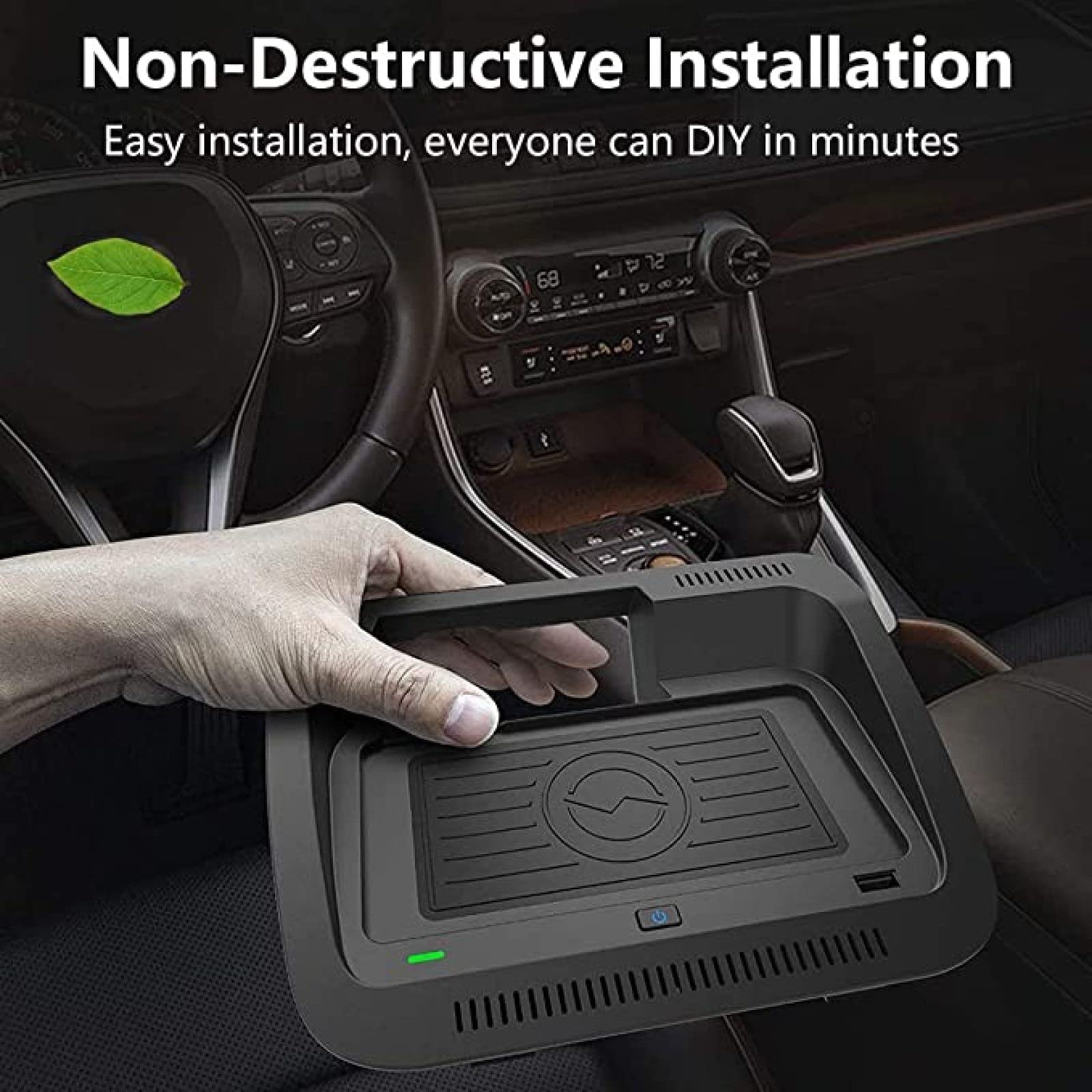 Cargador de coche inalámbrico Qi de 15 W, [sensor electromagnético] Almohadilla de carga inalámbrica para teléfono de coche rápido para toyota RAV4 2019 2020 2021 Panel de accesorios de consola
