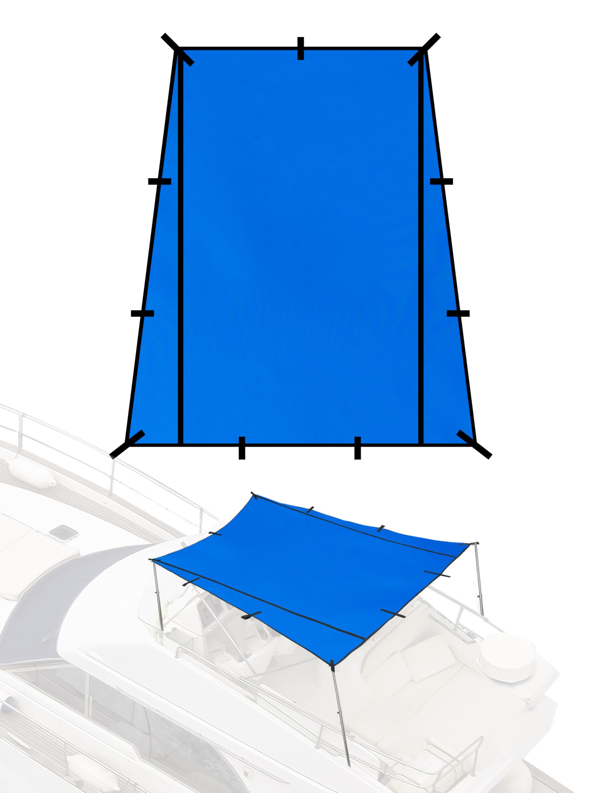 BLUEWING Sunshade for Fishing Boats Shade Canopy Waterproof Durable 1200D Polyester Sun Shade Foldable Umbrella for Protection, 6