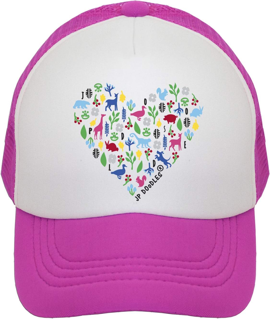 JP DOoDLESHeart Hat Kids Trucker Hat. Baseball Mesh Back Cap fits Baby, Toddler and Youth