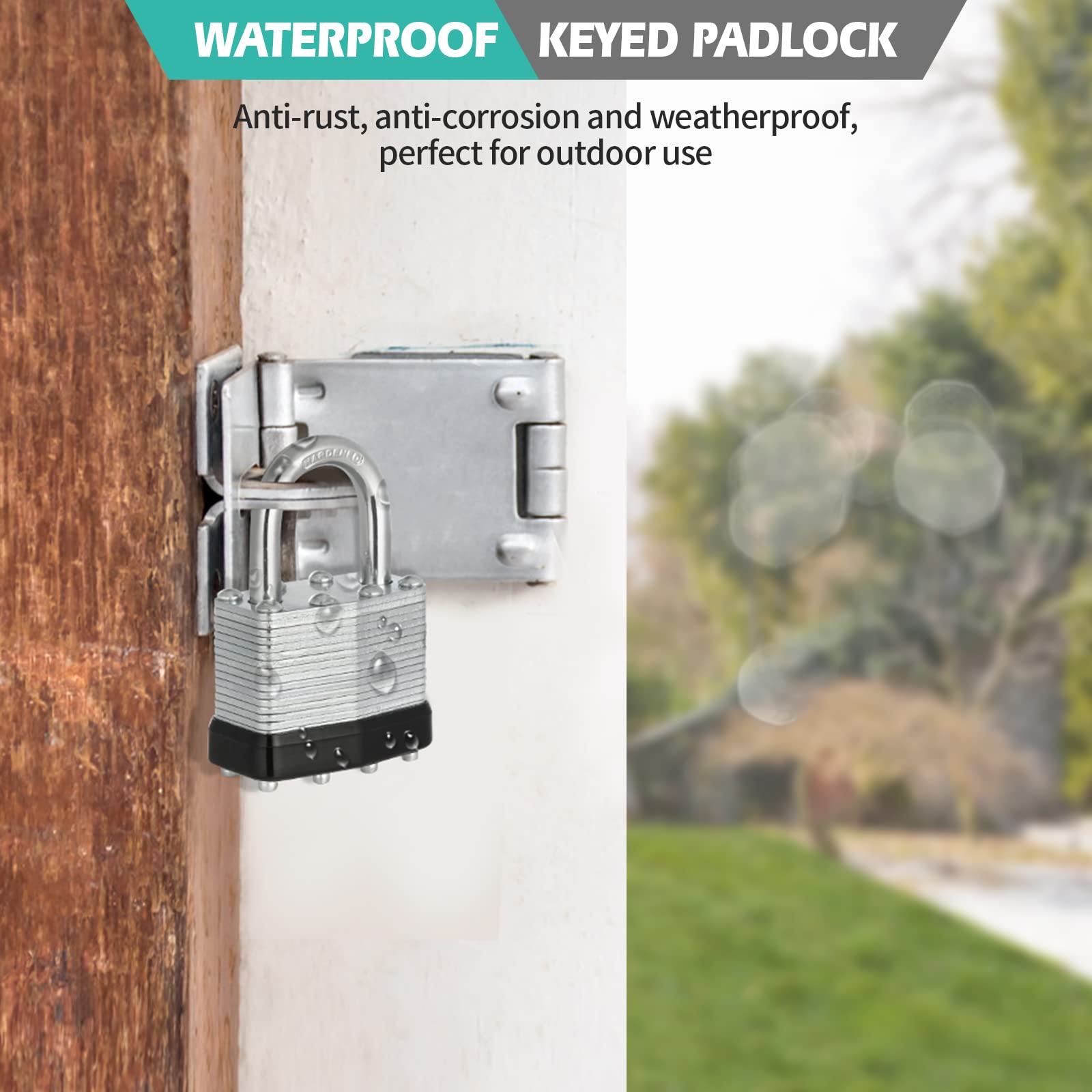 Vorhängeschlösser, vernickelte Vorhängeschlösser, gleichschließend, Schlüsselschloss mit 40 mm breitem Körper, 2,5 cm Bügel für Aufbewahrungseinheit, Schuppen, Garagen und Zaun, 12 Stück