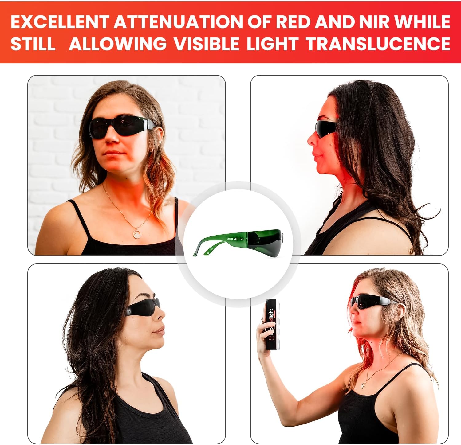 Mito Red Light Therapy Glasses - Eye Protection for Red Light (600nm-900nm) - Goggles - Image 5